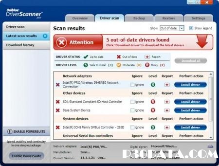مدیریت و به روز رسانی درایورها با Uniblue DriverScanner 2012 4.0.4.1