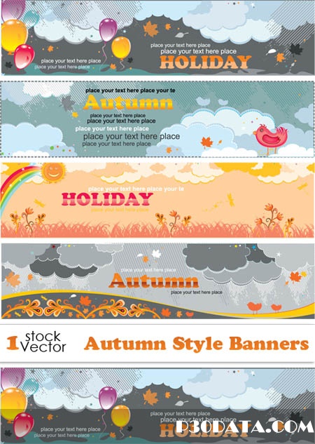Autumn Style Banners Vector