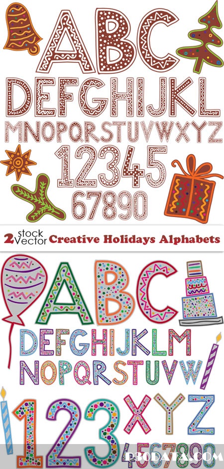 Vectors - Creative Holidays Alphabets