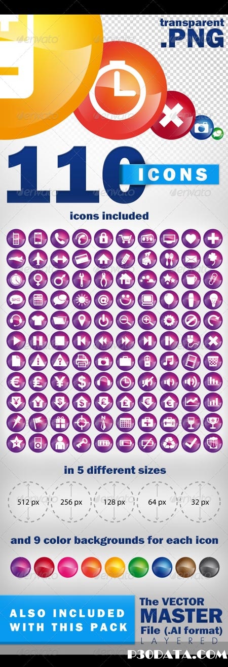 GraphicRiver 110 icons pack