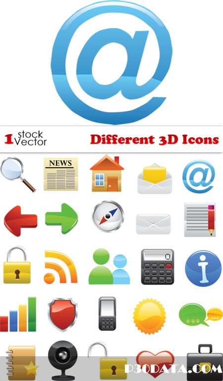 Different 3D Icons Vector