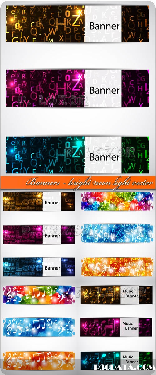 Banners - bright neon light vector 