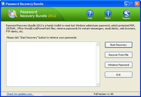 کشف و بازیابی رمزهای عبور توسط Password Recovery Bundle 2011 1.70