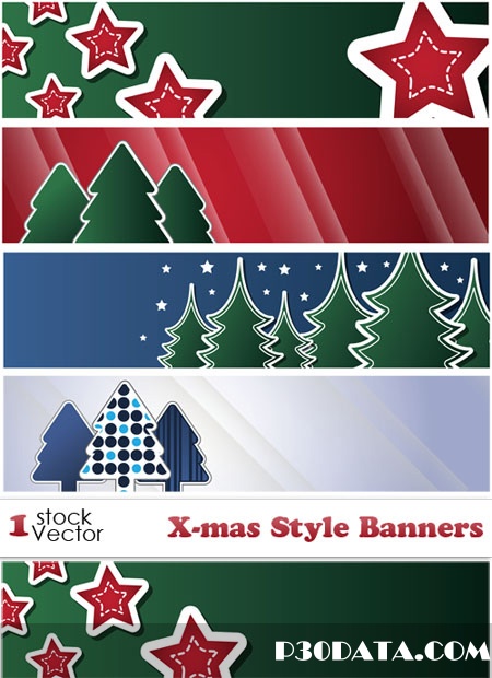 X-mas Style Banners Vector