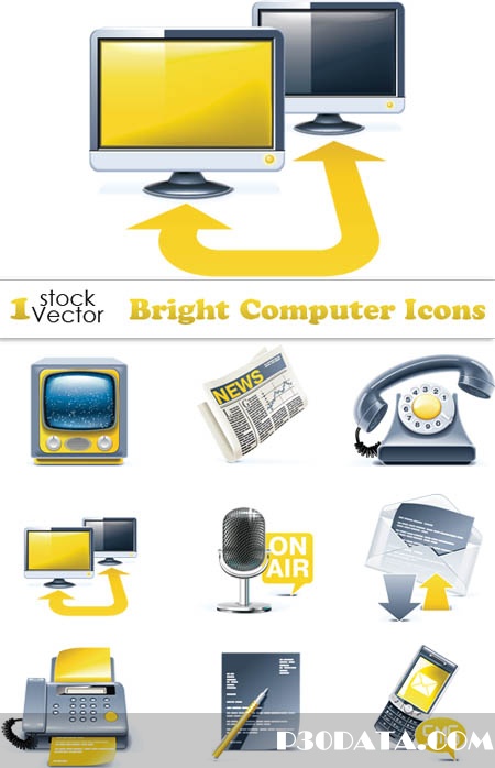 Bright Computer Icons Vector