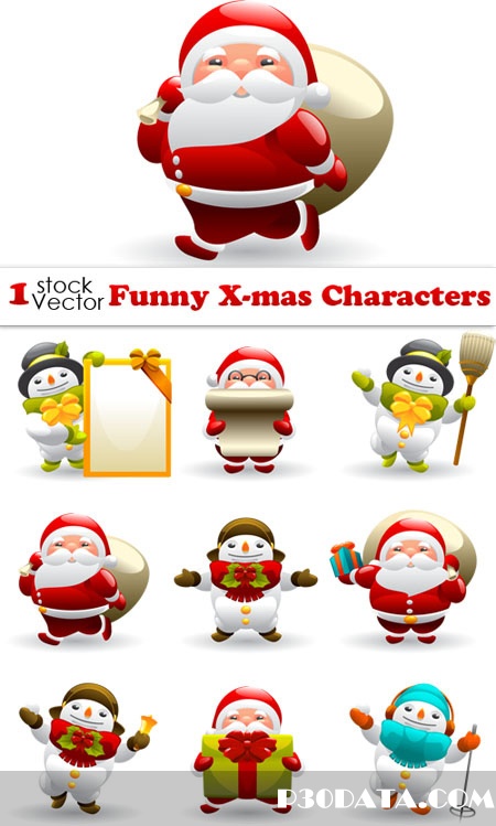 Funny X-mas Characters Vector