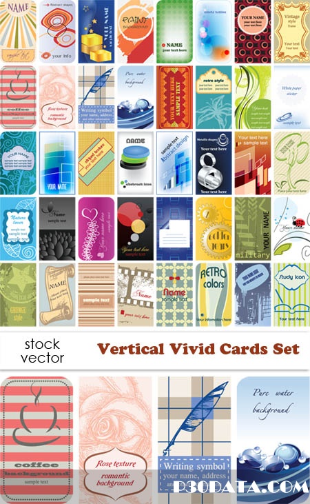 Vectors - Vertical Vivid Cards Set