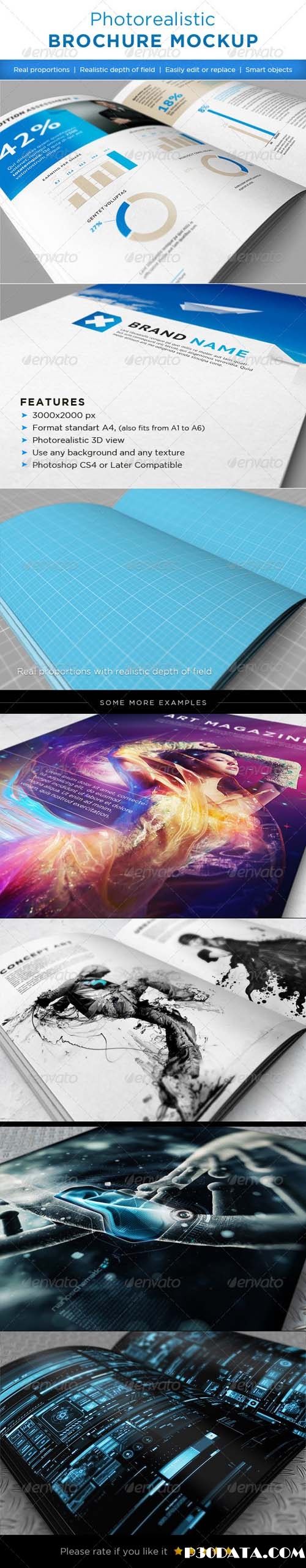 Realistic brochures mock-ups PSD Template