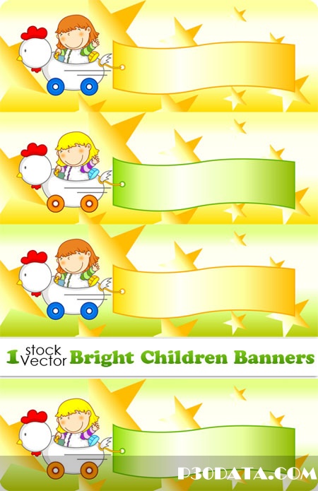 Bright Children Banners Vector