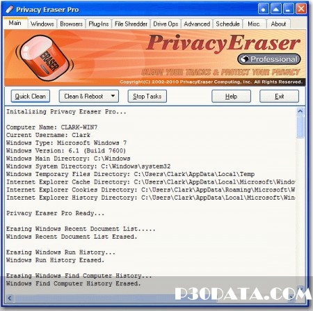 پاک سازی کامل ردپاها در ویندوز با Privacy Eraser Pro 9.60 DC 10.02.2013