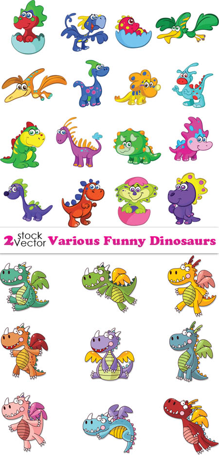 Vectors - Various Funny Dinosaurs