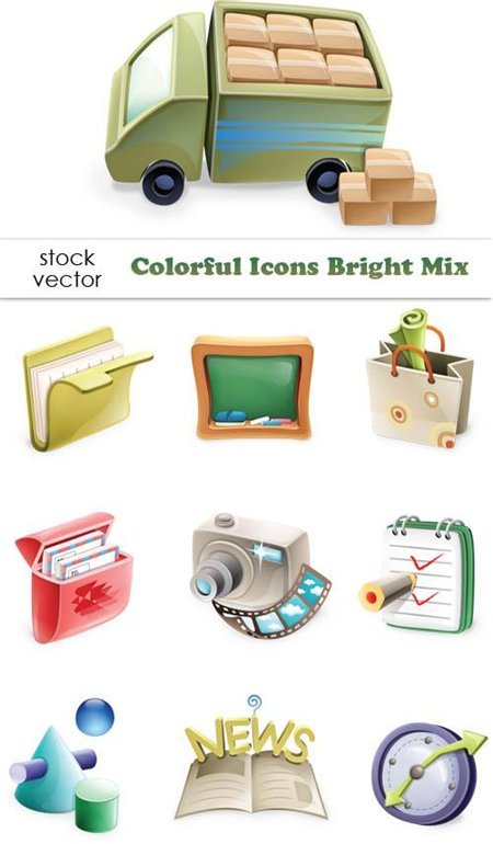 Vectors - Colorful Icons Bright Mix
